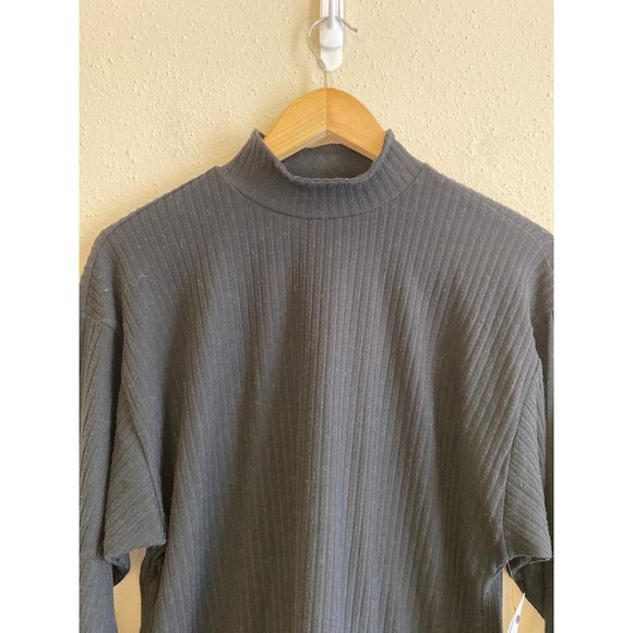 Abound Womens Turtle Neck Solid Black Lightweight Long Sleeves XS Waffle Ribbed - Picture 2 of 7